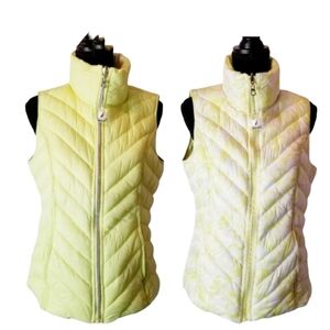 Nautica Womens Yellow Reversible Full Zip Nylon Puffer Vest Pockets Size‎ Large